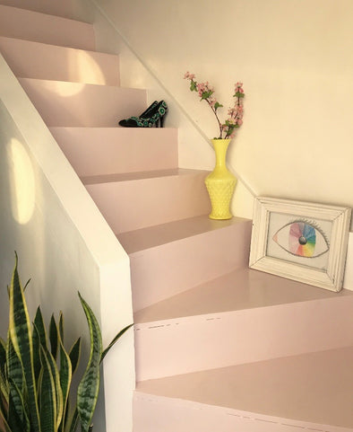 Painting pink stairs!