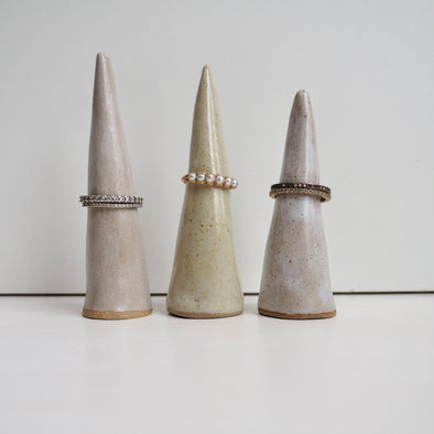 Handmade oatmeal pottery ring cone