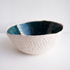 Handmade teal green and speckled white textural ceramic fruit bowl