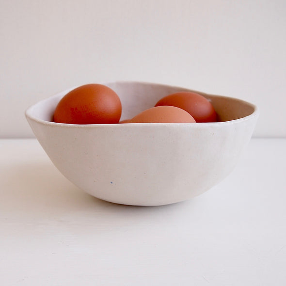 White pottery handmade serving bowl