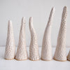 White Handmade circle texture slim ceramic ring/ earring cones