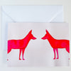 Pink Neon fox watercolour illustration  animal greetings card at Kabinshop .