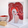 red hair girl birthday card