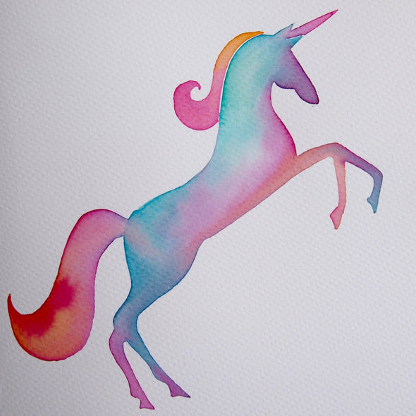 Unicorn pastel  watercolour greetings card