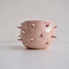 Handmade pink gloss ceramic spiky planter bowl