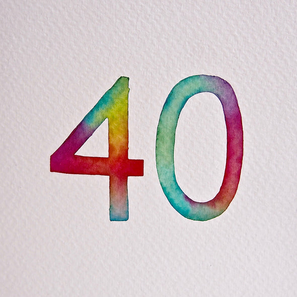 Hand painted 40th birthday watercolour / special age card