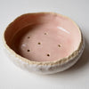 Handmade pale pink ceramic soap dish