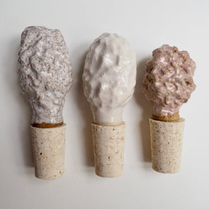 Handmade textural ceramic and cork bottle stopper