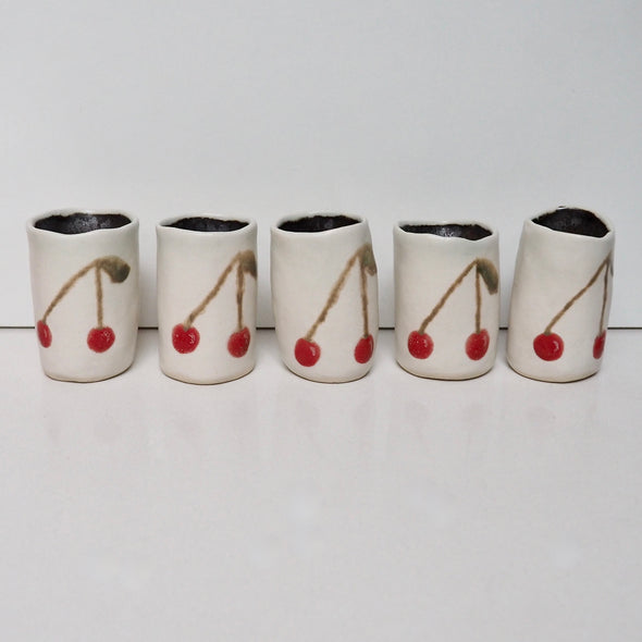 Handmade mini ceramic cherry vase
