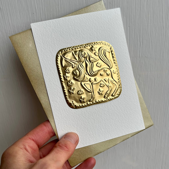 Gold foil handmade Sagittarius zodiac birthday card