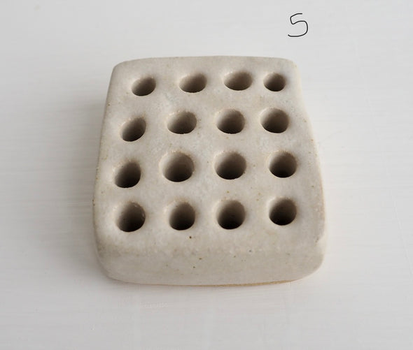Handmade oatmeal ceramic flower arrangement frog