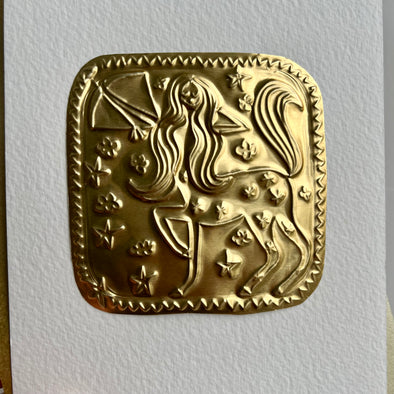 Gold foil handmade Sagittarius zodiac birthday card