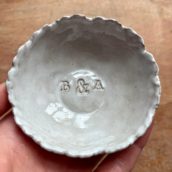 Personalised pottery initials / name  ring dish