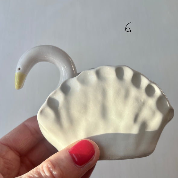 Handmade white ceramic small swan vase