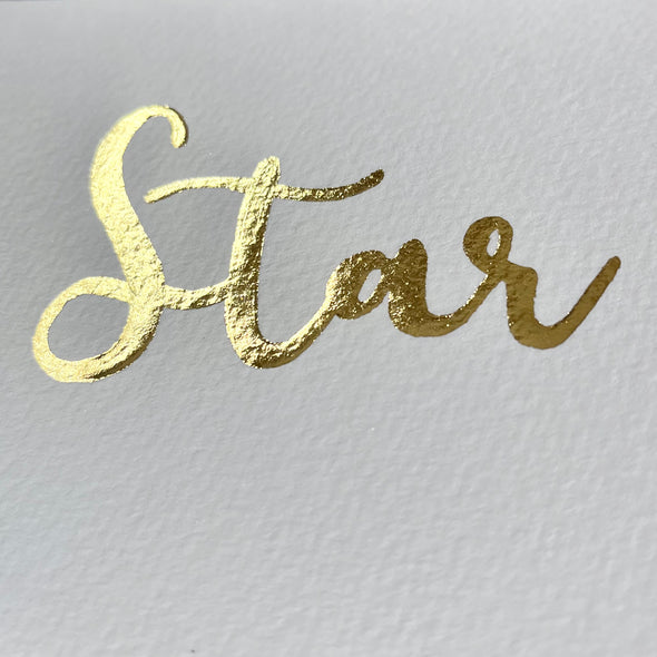 Gold leaf handmade personalised name card