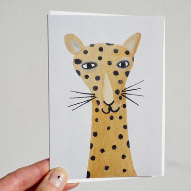 Spotted leopard birthday card