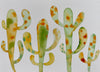 Original cactus watercolour painting in green and yellow shades