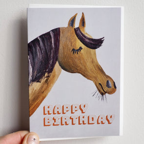 Brown horse birthday card