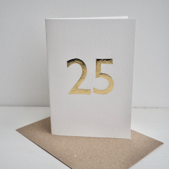 Gold leaf handmade special number birthday / anniversary card