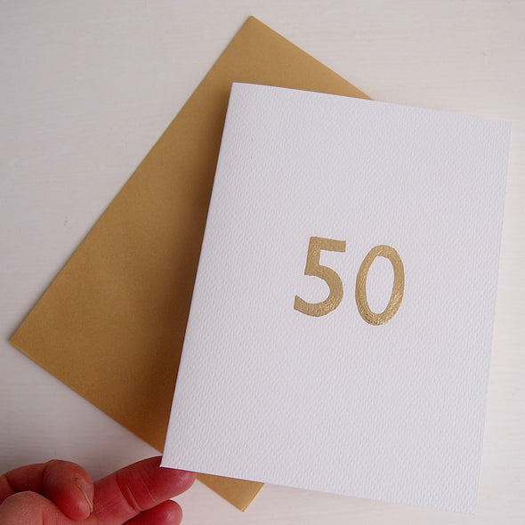 Gold leaf handmade special number birthday / anniversary card