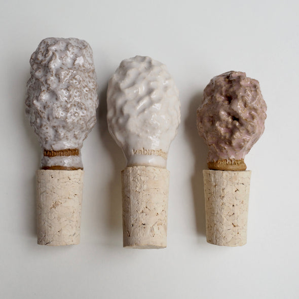 Handmade textural ceramic and cork bottle stopper