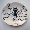 Handmade octopus illustrated small ceramic plate with gold lustre