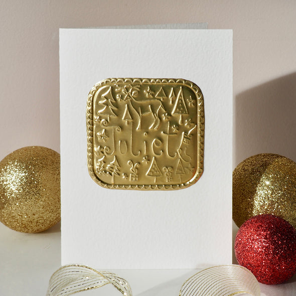 Handmade Gold foil  personalised Christmas card