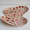 Handmade ceramic curvy  cherry  plate