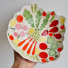 Handmade fruit and vegetables ceramic serving bowl