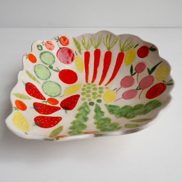 Handmade fruit and vegetables ceramic serving bowl