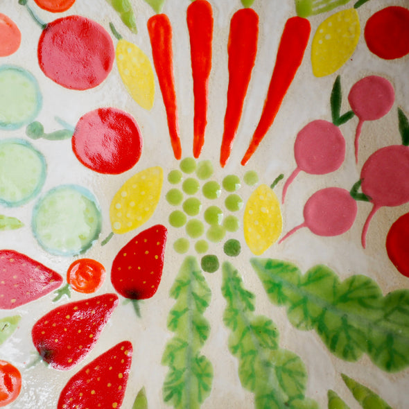 Handmade fruit and vegetables ceramic serving bowl