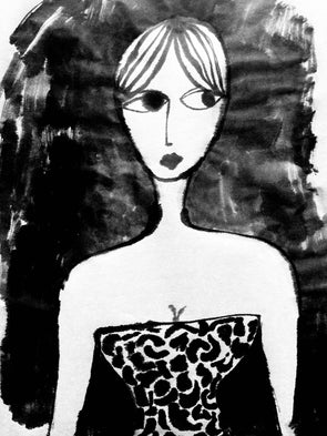 Girl with leopard top giclee print