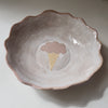Ceramic ice cream cornet  bowls with gloss oatmeal glaze.