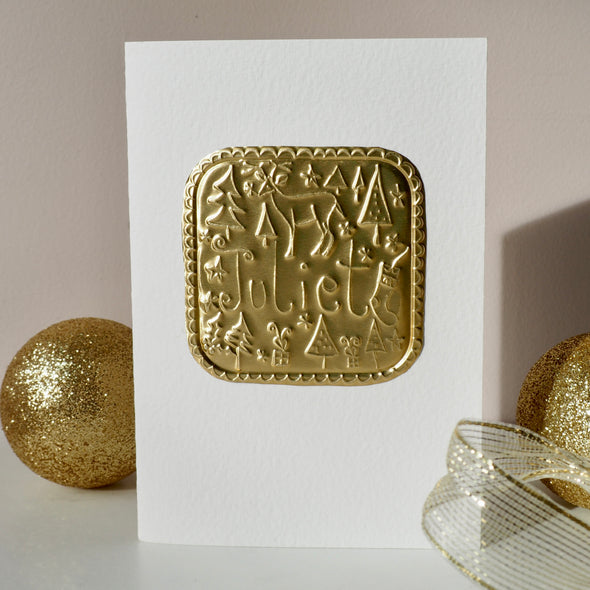 Handmade Gold foil  personalised Christmas card