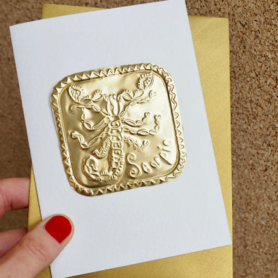 Handmade Gold foil Scorpio horoscope birthday card