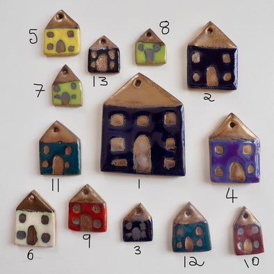 Handmade tiny ceramic house necklaces