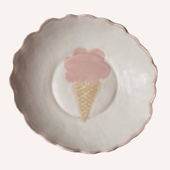 Ceramic ice cream cornet dessert bowls
