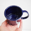 Royal blue ceramic mug with scalloped edge