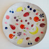 Handmade large ceramic fruit bowl with illustrated fruits