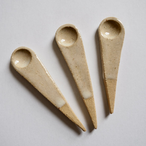 Handmade mini  textural ceramic salt spoon