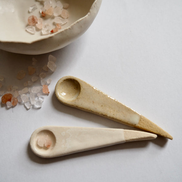 Handmade mini  textural ceramic salt spoon