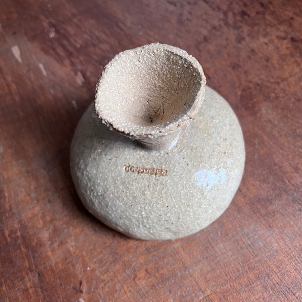 Handmade small green ceramic ikebana bowl