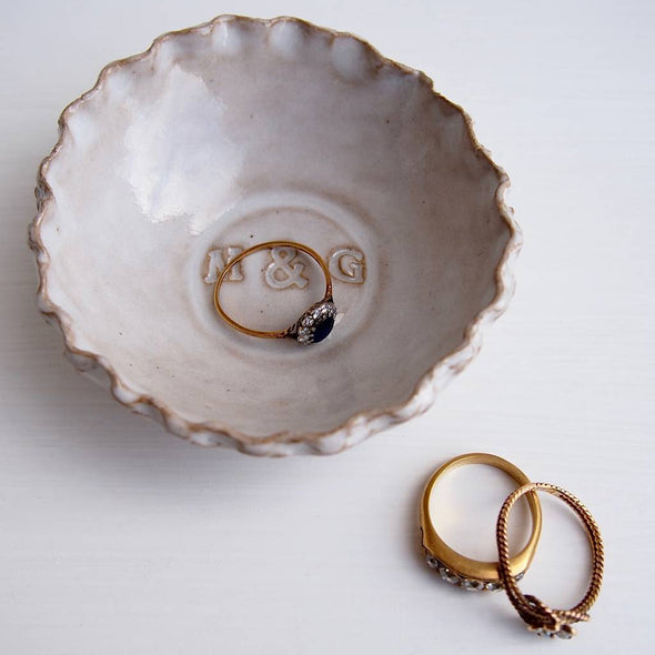 Personalised pottery initials / name  ring dish
