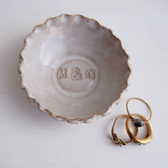 Personalised pottery initials / name  ring dish