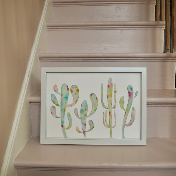 Original pastel  cactus watercolour painting