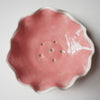 Handmade pink curvy edge  ceramic soap dish