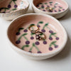 Handmade purple cherry ceramic ring dish