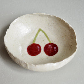 red cherry mini ceramic bowl
