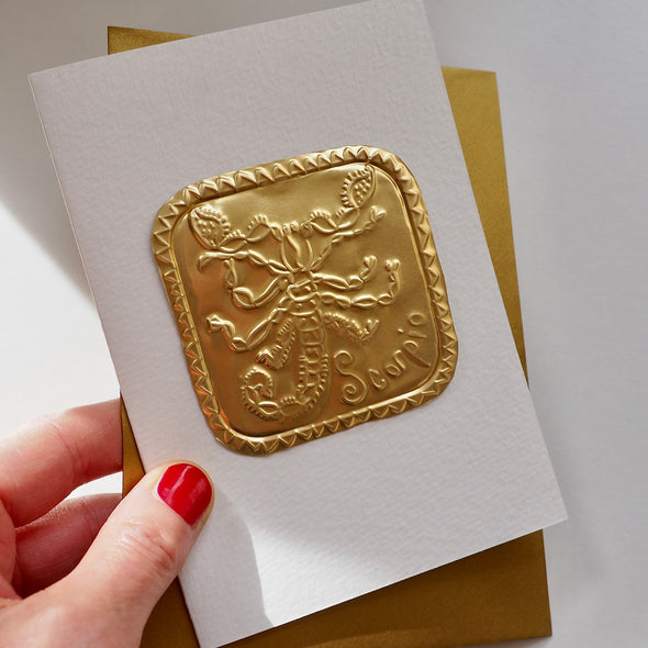 Handmade Gold foil Scorpio horoscope birthday card