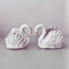 Handmade white ceramic small swan vase